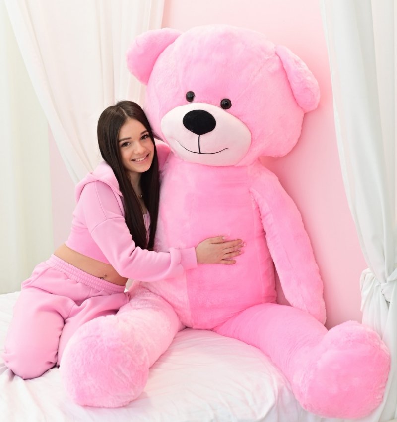 DUŻY MIŚ PLUSZOWY 220cm PLUSZAK MASKOTKA GIGANT - RÓŻOWY
