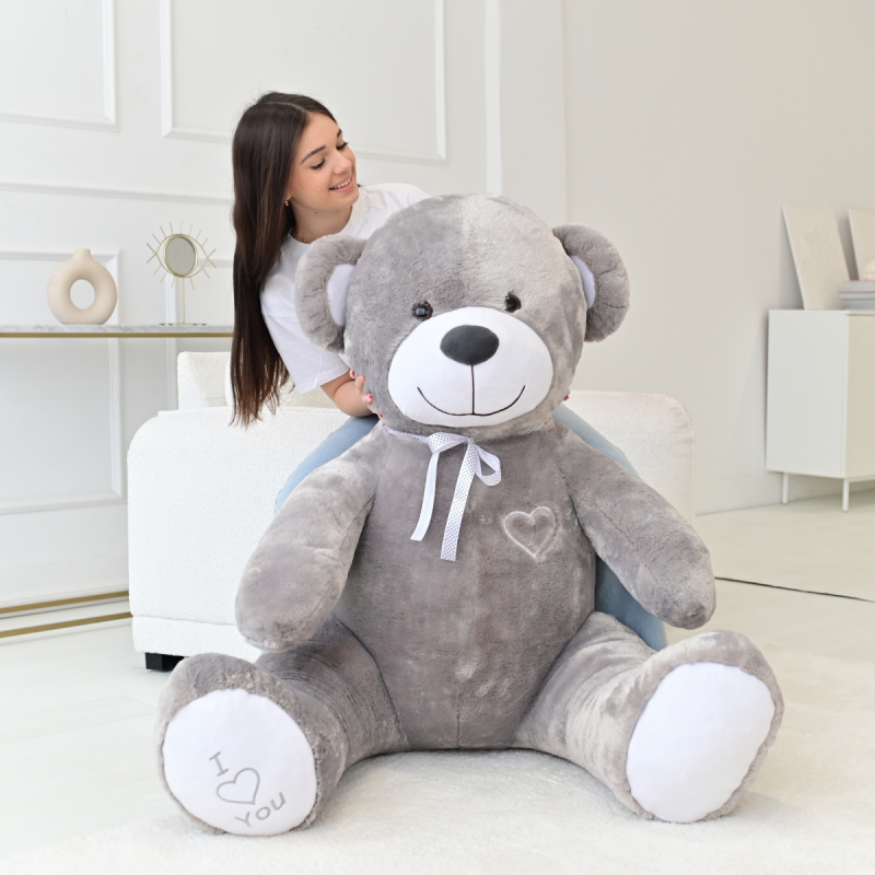 DUŻY MIŚ PLUSZOWY MASKOTKA GIGANT 190 cm  - SZARY
