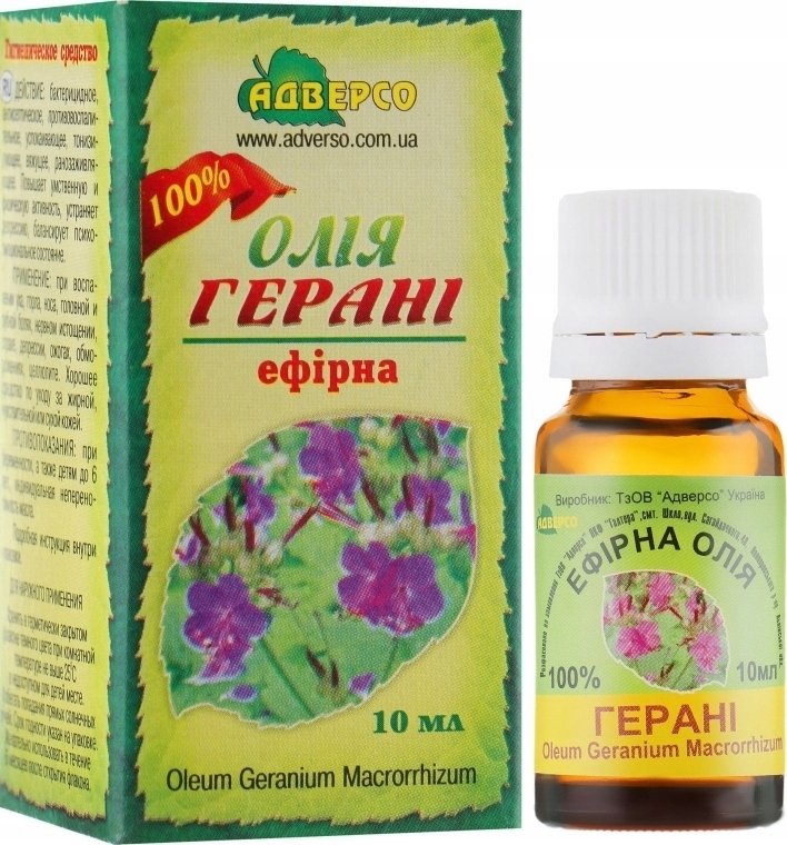 Olejek Geraniowy, Pelargoniowy, 100% Naturalny Adverso, 10 ml