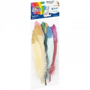 Piórka kolorowe z brokatem 10-15cm (10) GR-FE012 FIORELLO 170-2617
