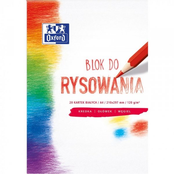 Blok rysunkowy szkolny A4 biały 20 kartek 120g 400093195 OXFORD