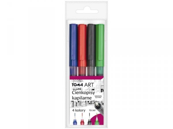 Cienkopisy kapilarne 0,5mm 4 kolory TO-347 TOMA