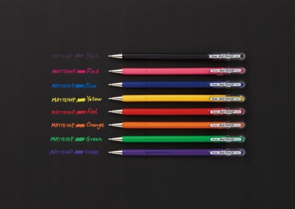 Długopis żelowy MATTEHOP 1,0mm (4 szt.) czarny, niebieski, zielony, czerwony K110V-STABCD4PL PENTEL