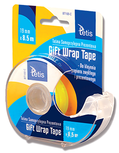 Taśma z podajnikiem 19x8,5m prezentowa TETIS BT100-C gift wrap tape