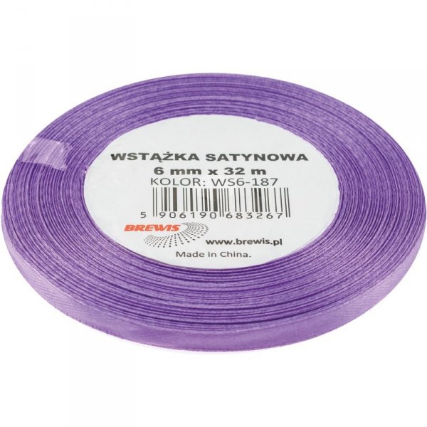Wstążka satynowa 6mm/32m lawendowa BREWIS