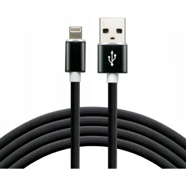 Kabel USB -&gt; Lightning 1,5m 2,4A silikonowy czarny EVERACTIVE (CBS-1.5IB)