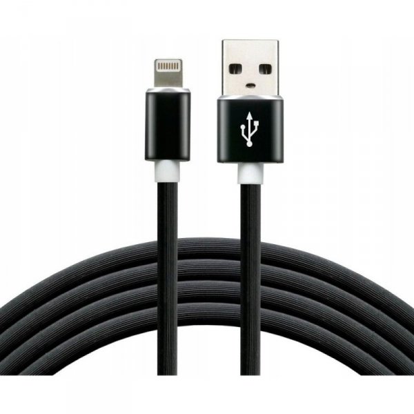 Kabel USB-A -&gt; Lightning 1,5m 2,4A silikonowy czarny EVERACTIVE (CBS-1.5IB)