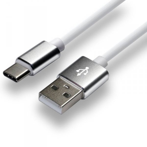 Kabel USB-A -&gt; USB-C 1m 3A silikonowy biały EVERACTIVE (CBS-1CW)