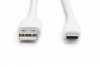 Digitus Kabel połączeniowy silikonowy USB-A - USB-C, USB 2.0 60W, 0,5m Biały