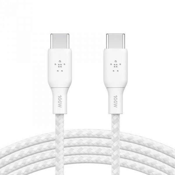 Belkin Kabel w oplocie USB-C do USB-C 100W 3m biały