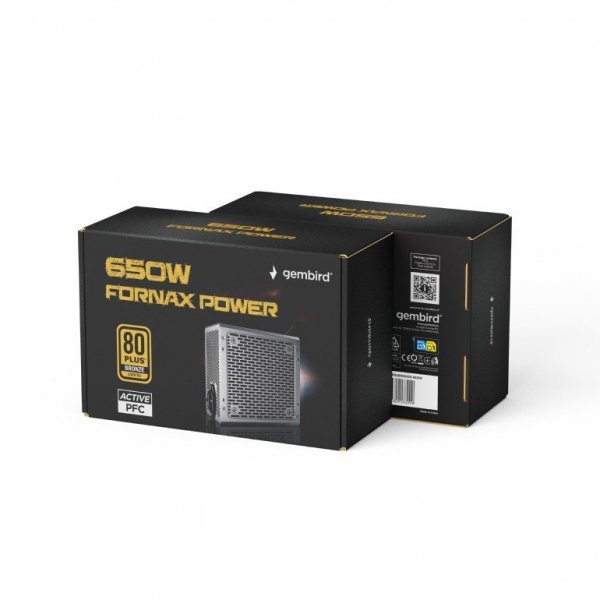 Gembird Zasilacz komputerowy Fornax Power 650W 80+Bronze aktywny PFC 120mm wentylator 10-pak
