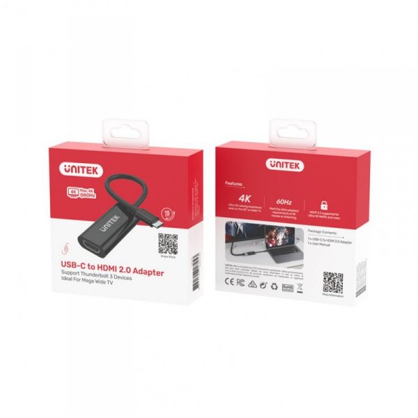 Unitek Adapter USB-C - HDMI 2.0 4K 60Hz; M/F; V1421A