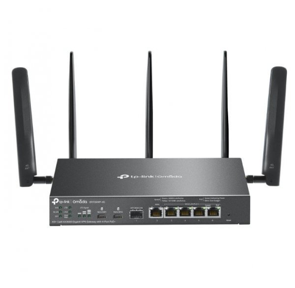 TP-LINK Brama sieciowa gigabitowa Omada 4G+ Cat6 AX3000 VPN with 4-Port PoE+PORT: 1× Gigabit SFP WAN/LAN Port, 1× Gigabit RJ45 W
