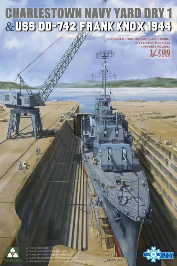 Takom Snowman SP-7058 Charlestown Navy Yard Dry Dock 1 &  USS DD-742 Frank Knox 1944