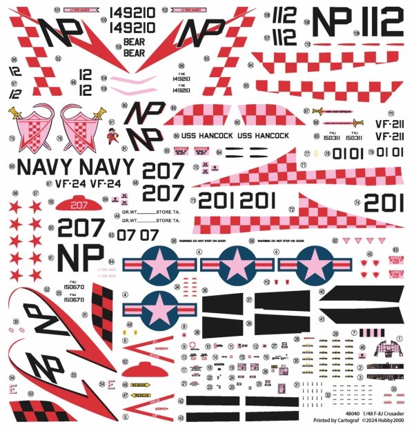 Hobby 2000 48040 F-8J Crusader 1/48 (Hasegawa+Cartograf)