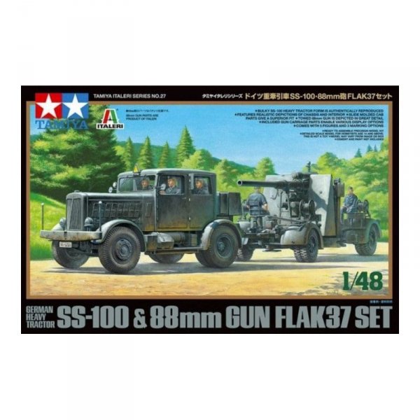Tamiya 37027 1/48 German SS-100 + 88mm Flak 37