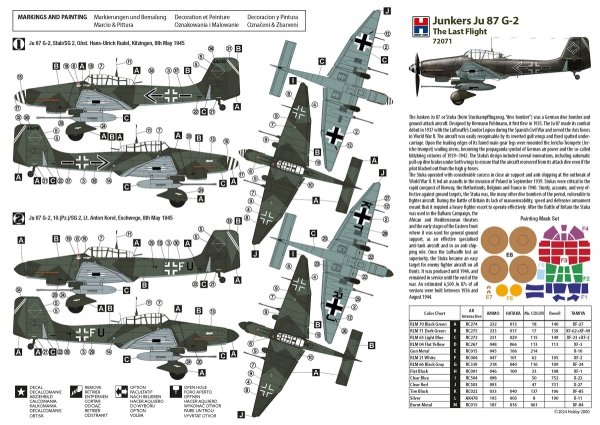 Hobby 2000 72071 Junkers Ju 87 G-2 The Last Flight 1/72