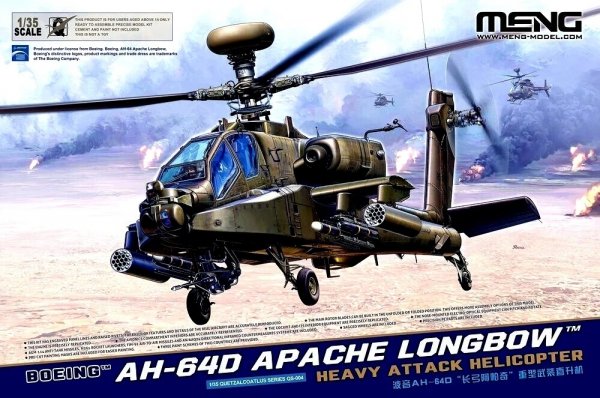 Meng QS-004 Boeing AH-64AD Apache Longbow Heavy Attack Helicotper 1/35
