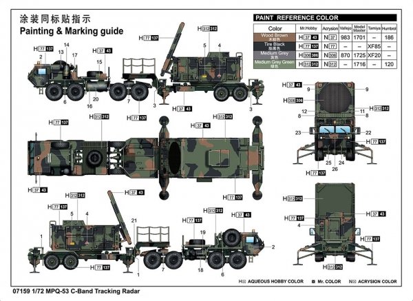 Trumpeter 07159 MPQ-53 C-Band Tracking Radar 1/72
