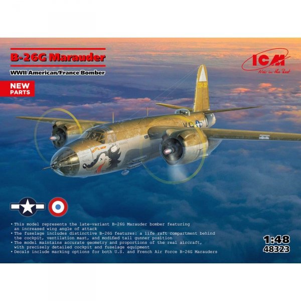 ICM 48323 B-26G Marauder WWII American/French Bomber 1/48