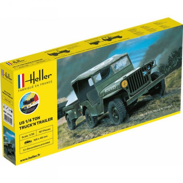 Heller 57105 Starter Kit - US 1/4 ton Truck &#039;n Trailer