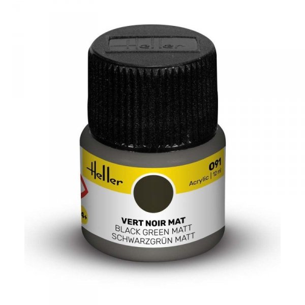 Heller Acrylic Paint 091 Black Green Matt 12 ml
