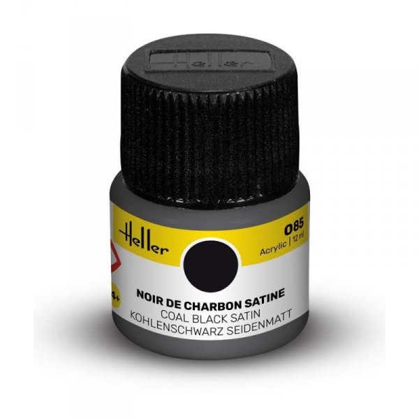 Heller Acrylic Paint 085 Coal Black Satin 12 ml