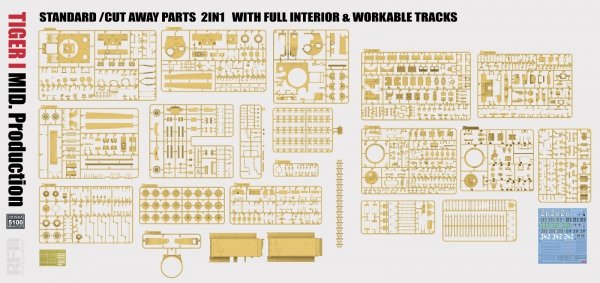 RFM-5100 1/35 Tiger I Mid Production 2 in 1 w/Cutaway Parts &amp; Full Interior