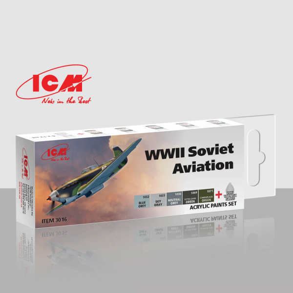 ICM 3016 Acrylic Paint Set for WWII Soviet aviation (early period)