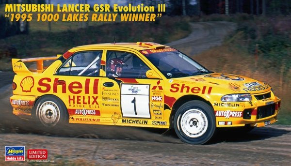 Hasegawa 20560 Mitsubishi Lancer GSR Evolution III &quot;1995 1000 Lakes Rally Winner&quot; 1/24
