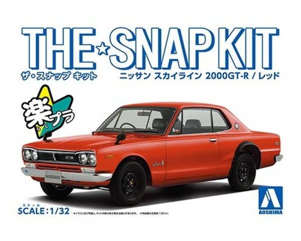 Aoshima 05884 1/32 SNAP KIT#09-C Nissan Skyline 2000 GT-R (Red)