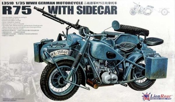 Great Wall Hobby L3510 WWII German BMW R75 with Sidecar/w trailers 1/35