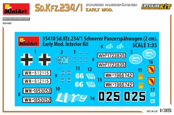 Mini Art 35410 Sd. Kfz. 234/1 Schwerer Panzerspahwagen Early Mod. Interior Kit 1/35