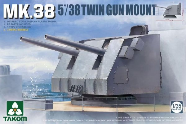Takom 2146 Mk.38 5&#039;/38 Twin Gun Mount (metal barrel)