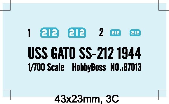 Hobby Boss 87013 1/700 Uss Gato Ss-212 1944