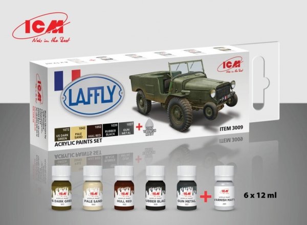ICM 3009 Acrylic paint set for Laffly V 15T and other French AFV