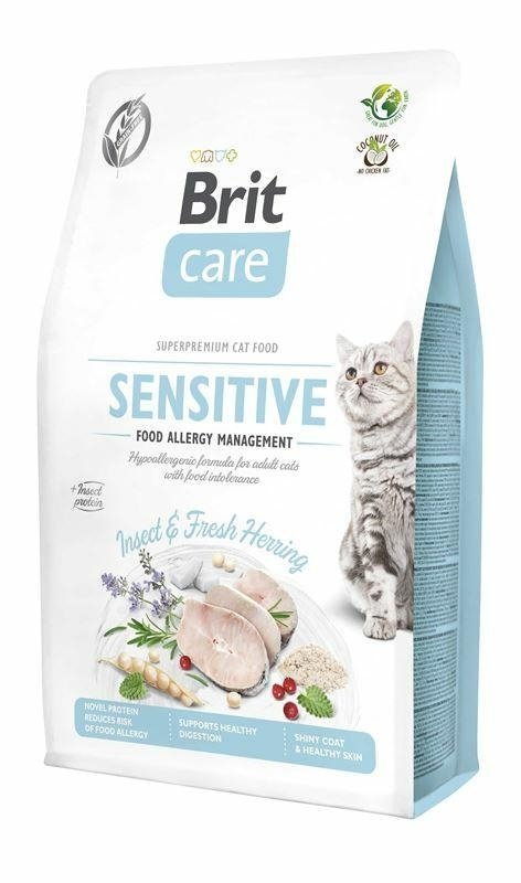 Brit Care Sensitive Cats Insect&amp;Herring 400g Sucha karma z Owadami i Śledziem dla kotów z wrażliwym układem pokarmowym