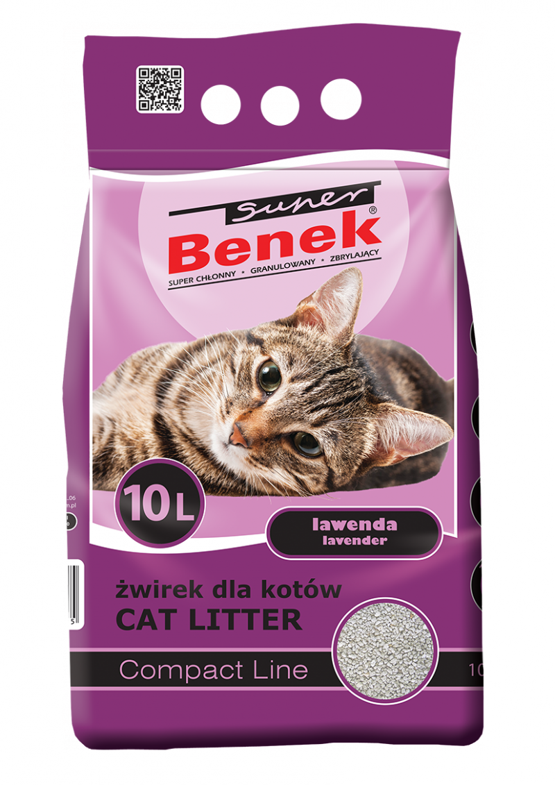 Super Benek Compact Lawenda 10l Zapachowy żwirek bentonitowy dla kota
