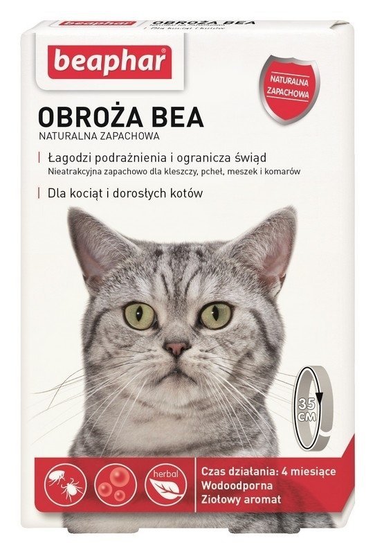 beaphar Obroża BEA dla kota przeciw pchłom i kleszczom 35cm naturalny zapach
