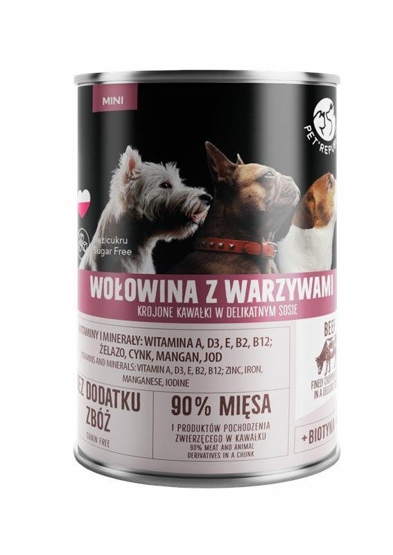 Pet Republic Wołowina z Warzywami kawałki w sosie 400g puszka Mokra karma dla psa