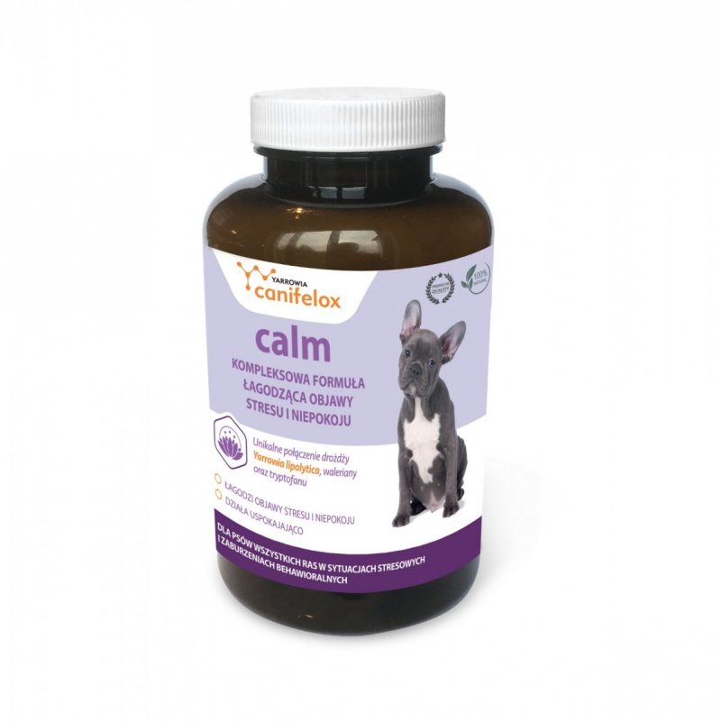 DATA 24.03.2023  canifelox calm 100tab - łagodzi objawy stresu i niepokoju tabletki uspokajające dla psa