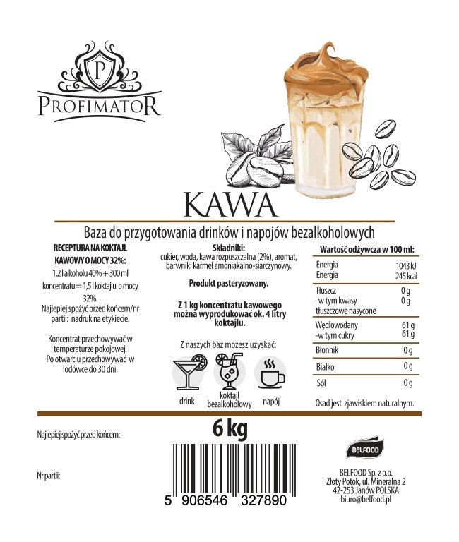 Baza do drinków i bezalkoholowych koktajli KAWA box 6kg