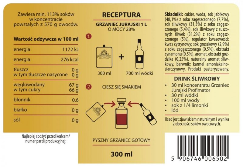 Bezalkoholowy koncentrat do przygotowywania napojów alkoholowych GRZANIEC JURAJSKI box 9x300ml