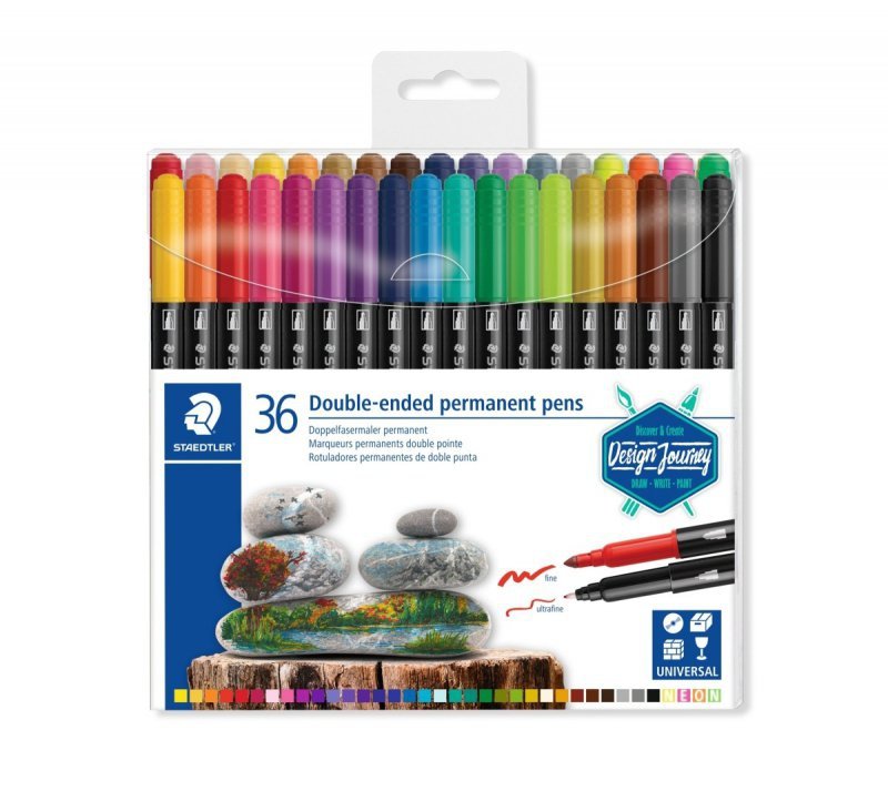 Flamastry Staedtler Design Journey dwustronne wodoodporne 36 kolorów