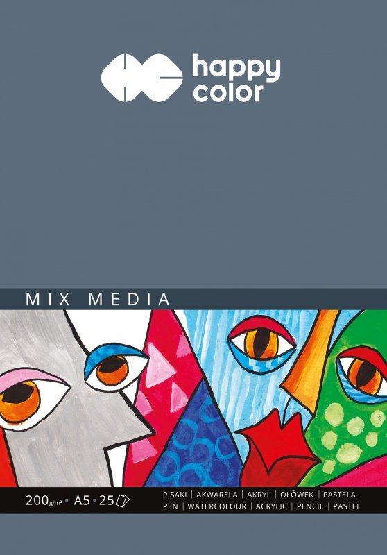 Blok Happy Color MIX MEDIA ART A5 25 arkuszy 200g