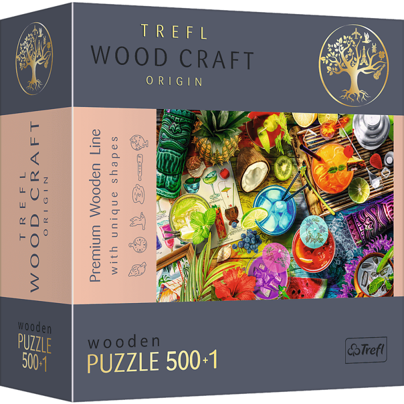 Puzzle 500+1 drewniane Kolorowe koktajle 20154