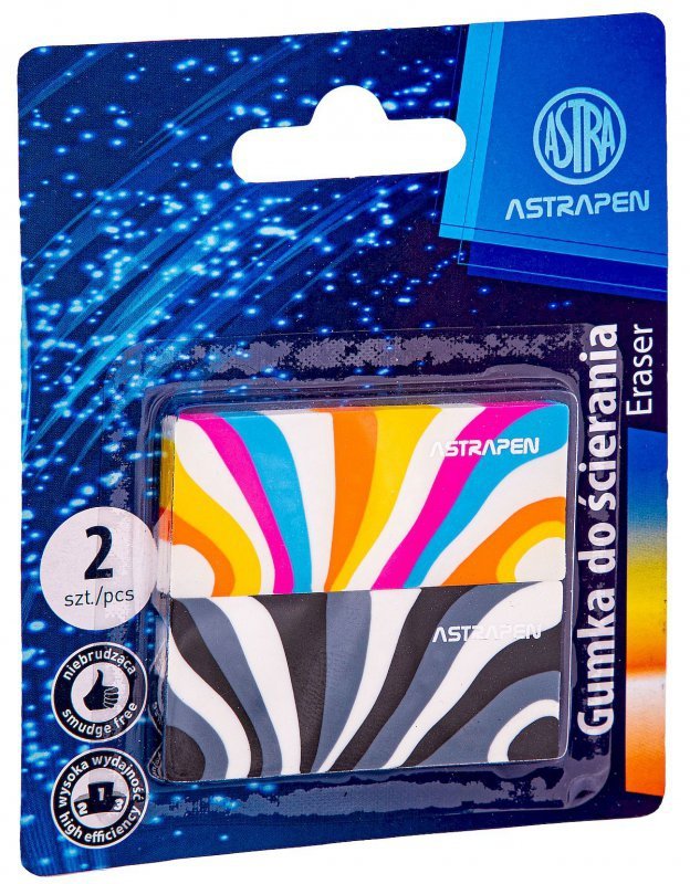 Gumka kolorowe paski Astra blister 2 sztuki