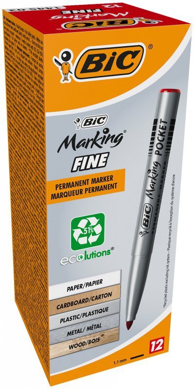 BIC Marking Fine Pocket ECOlutions Marker czerwony Pudełko 12szt