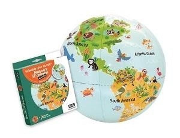 Piłka globus małe zwierzęta natury 30 cm