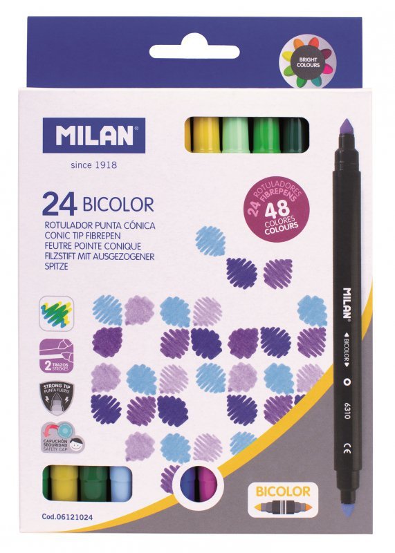 Flamastry BICOLOR dwustronne 24 szt. 48 kolorów